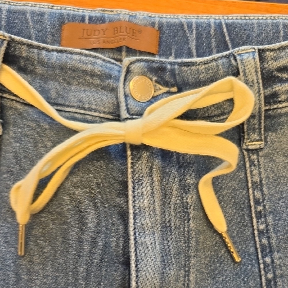 Judy Blue High Rise Yellow Drawstring Jeans - Picture 5 of 6